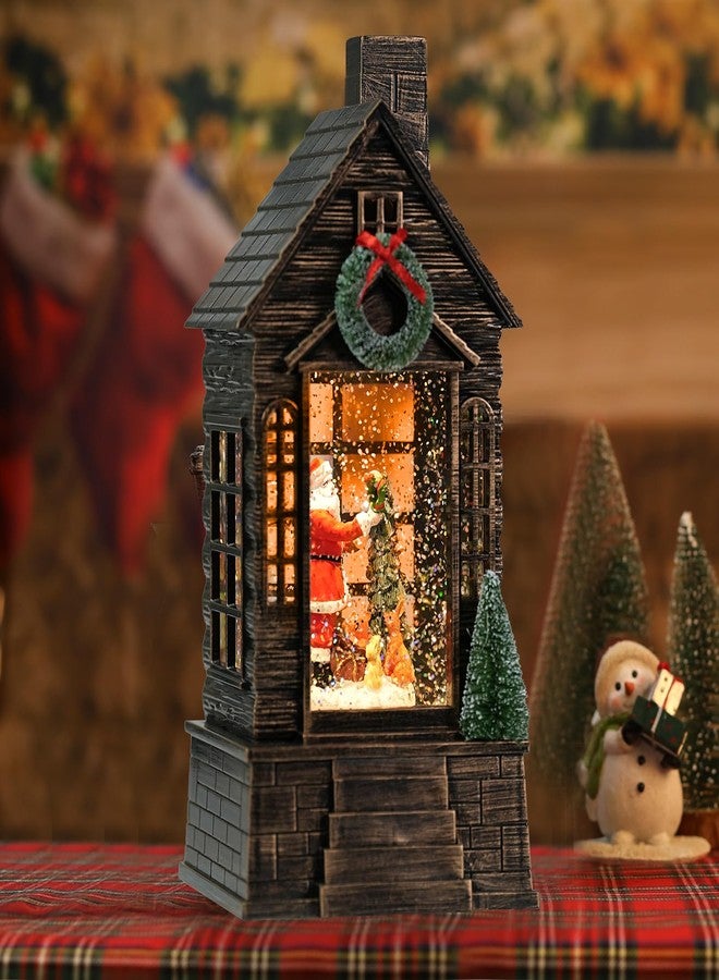 كرات ثلجية لعيد الميلاد مع بابا نويل، فانوس كرة ثلجية بمؤقت موسيقي مع بريق متلألئ، كرة ثلجية مضيئة لعيد الميلاد (بابا نويل) - Image 1